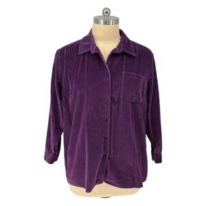Vintage Chadwick's Corduroy Button Down Shirt Purple 100% Cotton 1XL